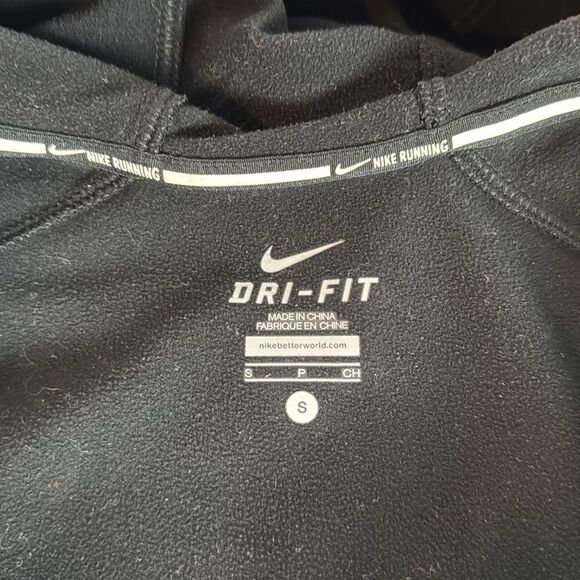 Nike Dri-Fit Black Running Fleece Lined Hooded 1/4 Zip Size Small - Picture 4 of 8